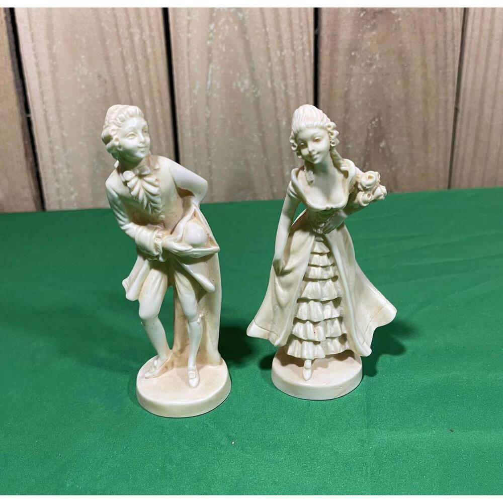Vintage A. Santini Sculpture Colonial Victorian Man Woman Couple Signed Italy